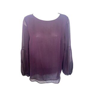 APT 9 Women's Size Small Chiffon Keyhole Back Sheer Blouse in Dark Wine